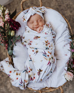Load image into Gallery viewer, Jersey Cotton Wrap And Topknot Set - Boho Posy