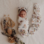 Load image into Gallery viewer, Jersey Cotton Wrap And Topknot Set - Boho Posy