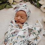 Load image into Gallery viewer, Jersey Cotton Wrap and Beanie Set - Eucalypt