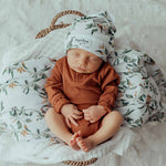 Load image into Gallery viewer, Jersey Cotton Wrap and Beanie Set - Eucalypt