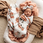 Load image into Gallery viewer, Jersey Cotton Wrap And Topknot Set - Rosebud