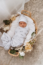 Load image into Gallery viewer, Jersey Cotton Wrap and Beanie Set - Silver Gum