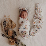 Load image into Gallery viewer, Jersey Cotton Wrap And Topknot Set - Boho Posy
