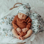 Load image into Gallery viewer, Jersey Cotton Wrap and Beanie Set - Eucalypt
