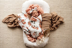 Load image into Gallery viewer, Jersey Cotton Wrap And Topknot Set - Rosebud
