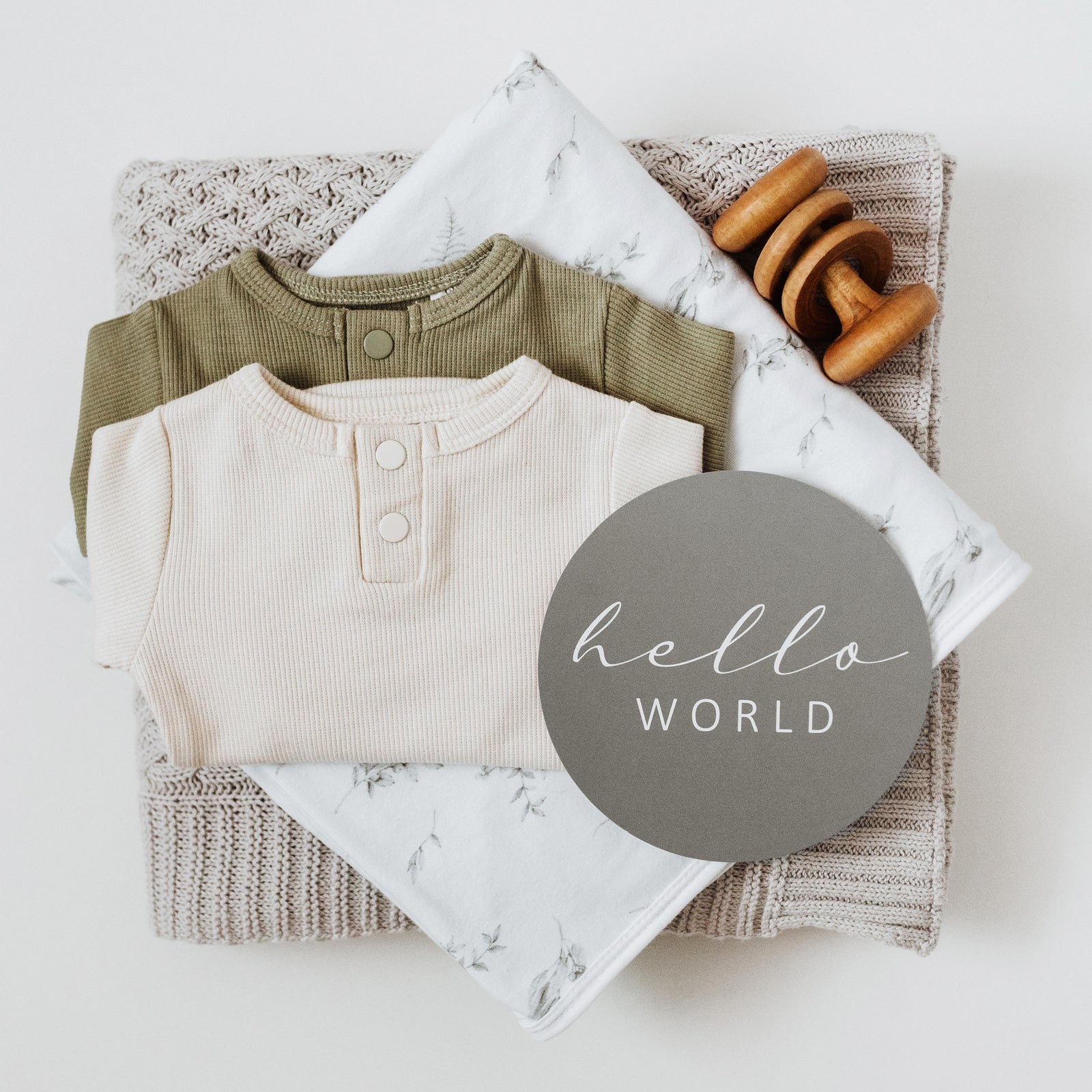 Jersey Cotton Wrap and Beanie Set - Silver Gum