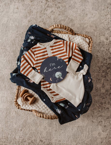 Jersey Cotton Wrap and Beanie Set - Milky Way