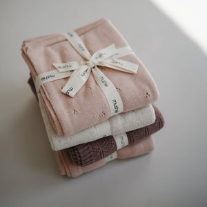 Knitted Pointelle Baby Blanket (Blush) - The Little Je'EL.Co