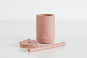 Silicone Straw Cup - Coral - The Little Je'EL.Co