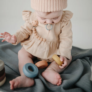 Knitted Ribbed Baby Blanket (Dark Gray Melange) - The Little Je'EL.Co