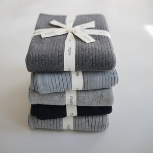 Knitted Ribbed Baby Blanket (Dark Gray Melange) - The Little Je'EL.Co