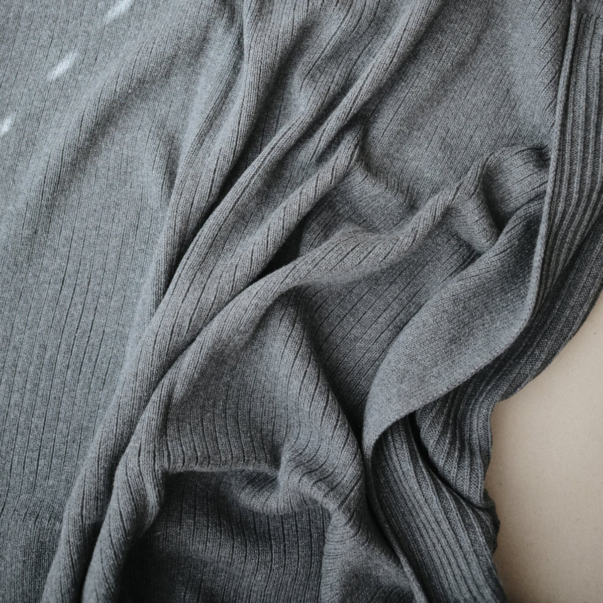 Knitted Ribbed Baby Blanket (Gray Melange) - The Little Je'EL.Co