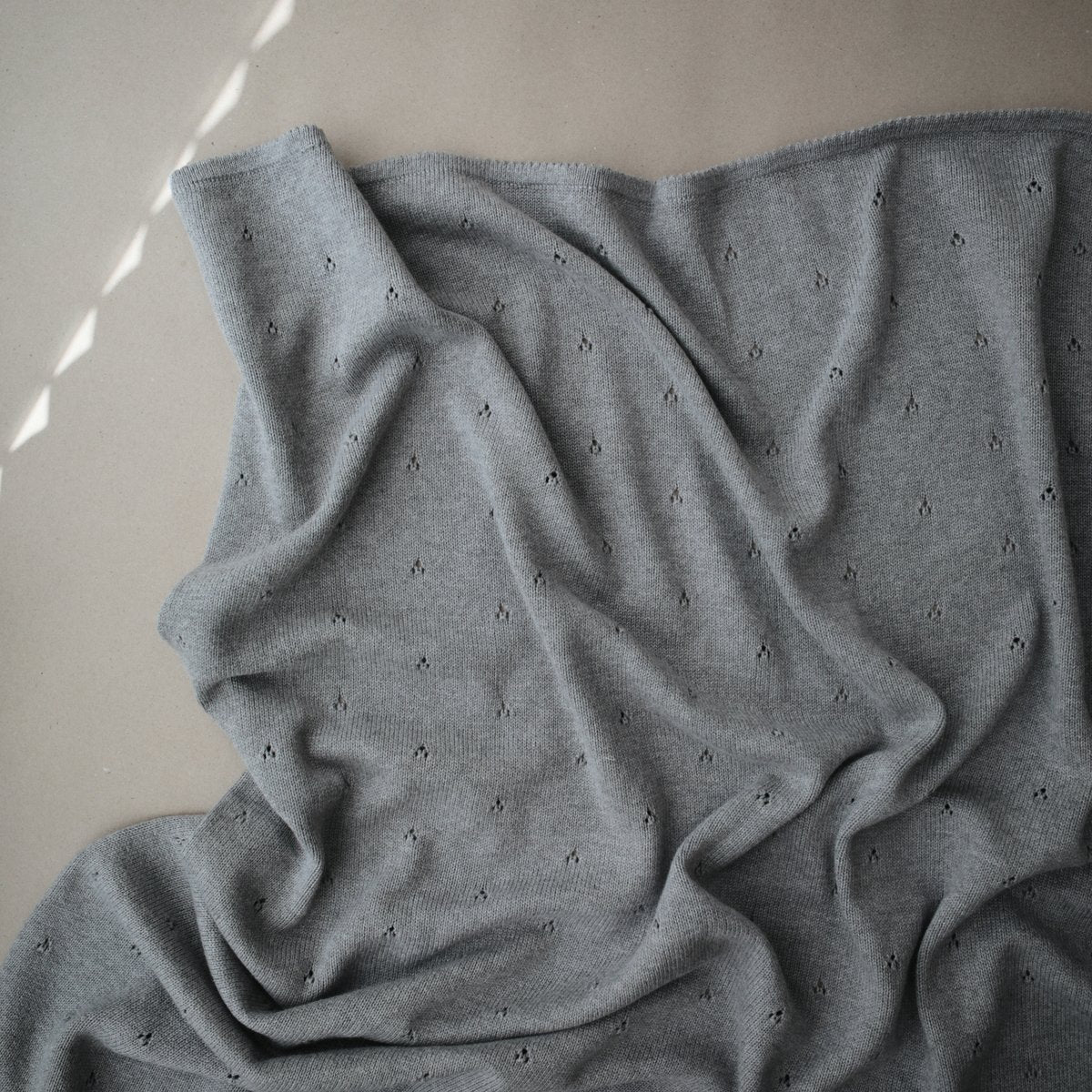 Knitted Pointelle Baby Blanket (Gray Melange) - The Little Je'EL.Co