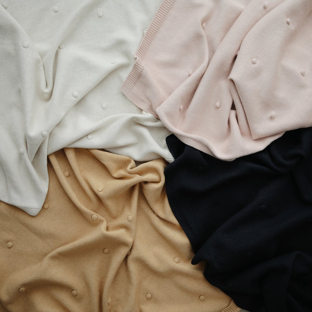 Knitted Textured Dots Baby Blanket (Off White Melange) - The Little Je'EL.Co