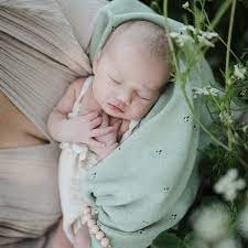 Knitted Pointelle Baby Blanket (Sage Melange) - The Little Je'EL.Co