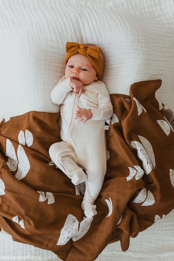 Bamboo Muslin Swaddle - UMBER - The Little Je'EL.Co